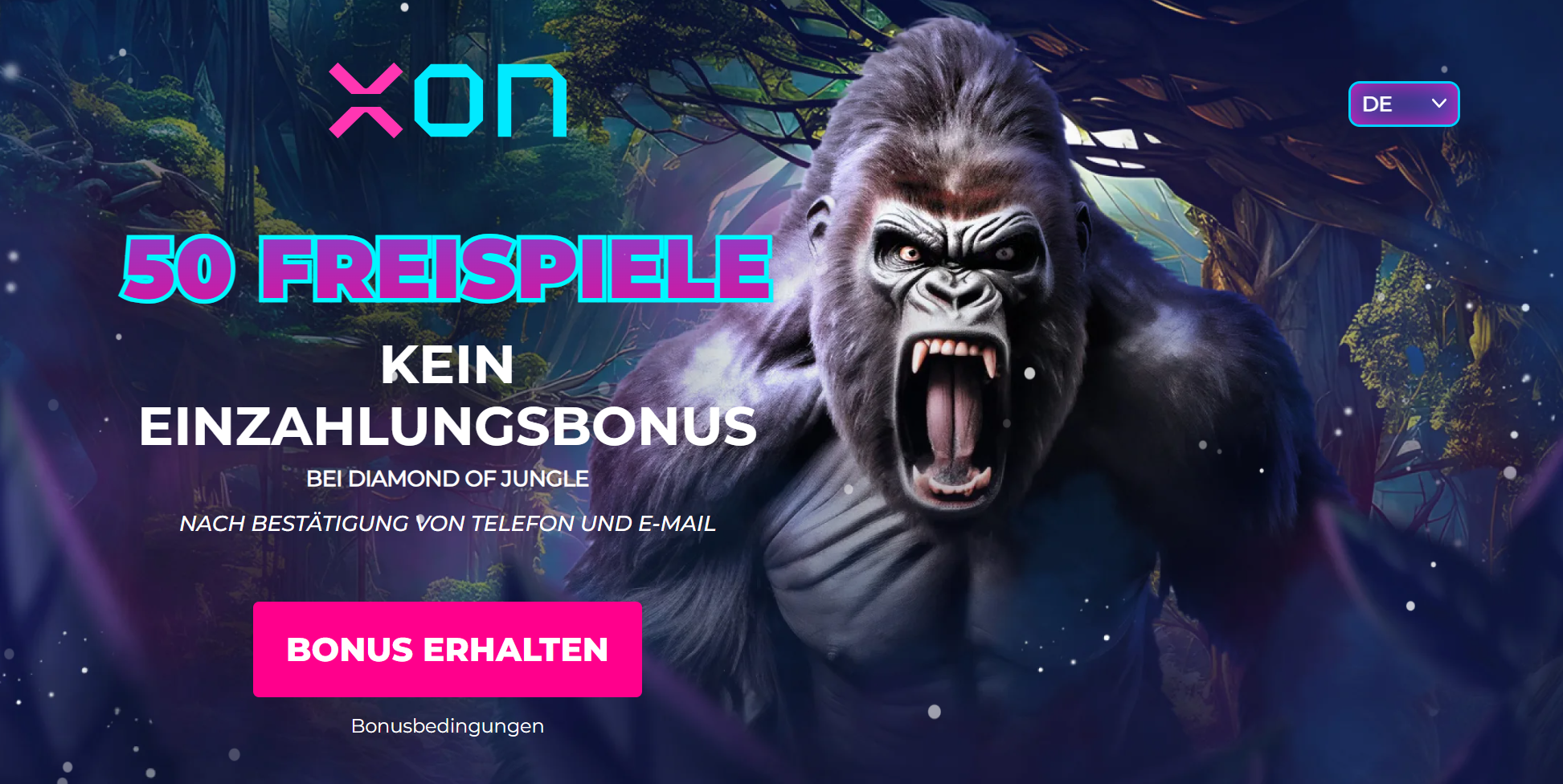 XON.bet Casino – 50 Freispiele für Diamond of Jungle