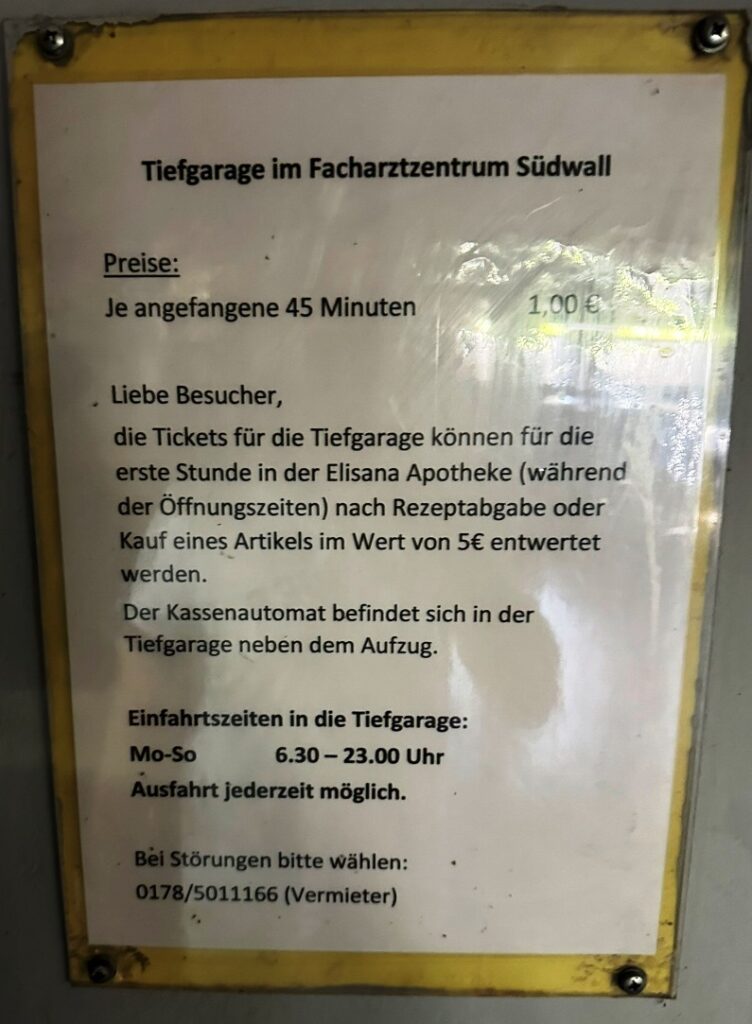 Tiefgarage Facharztzentrum Südwall 15