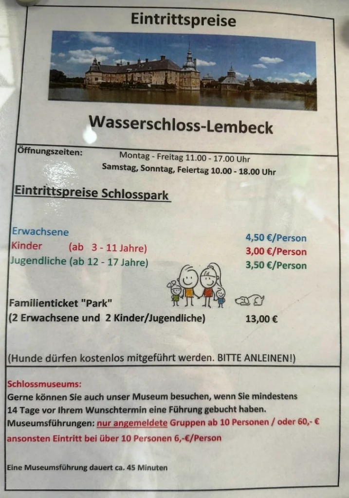 Schloss Lembeck in Dorsten, Öffnungszeiten, Preise und Führungen