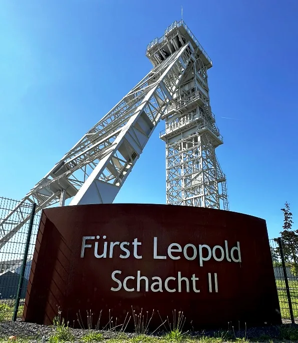 Förderturm der Zeche Fürst Leopold in Dorsten, ein Wahrzeichen des ehemaligen Bergwerksgeländes